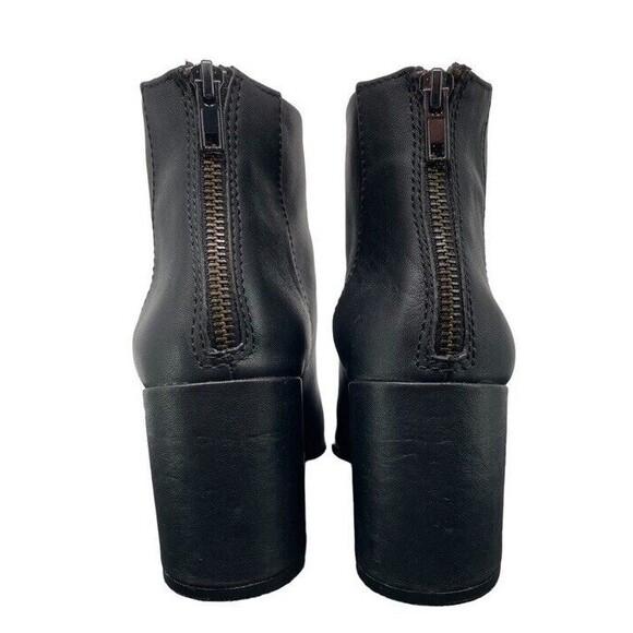 Aqua Dante Boots Black 7.5 Leather Almond Toe Ankle Fashion Fall Block Heel EUC - Picture 5 of 10